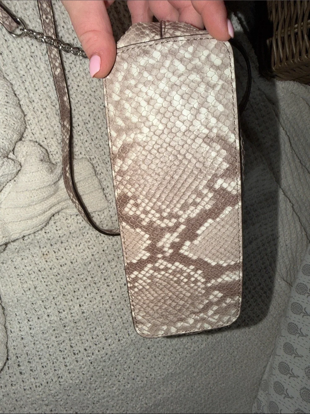 Michael Kors Taupe Snake-Print Crossbody Bag